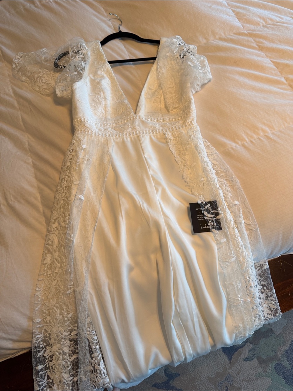 Lulus White Lace V-Neck Bridal pant suit